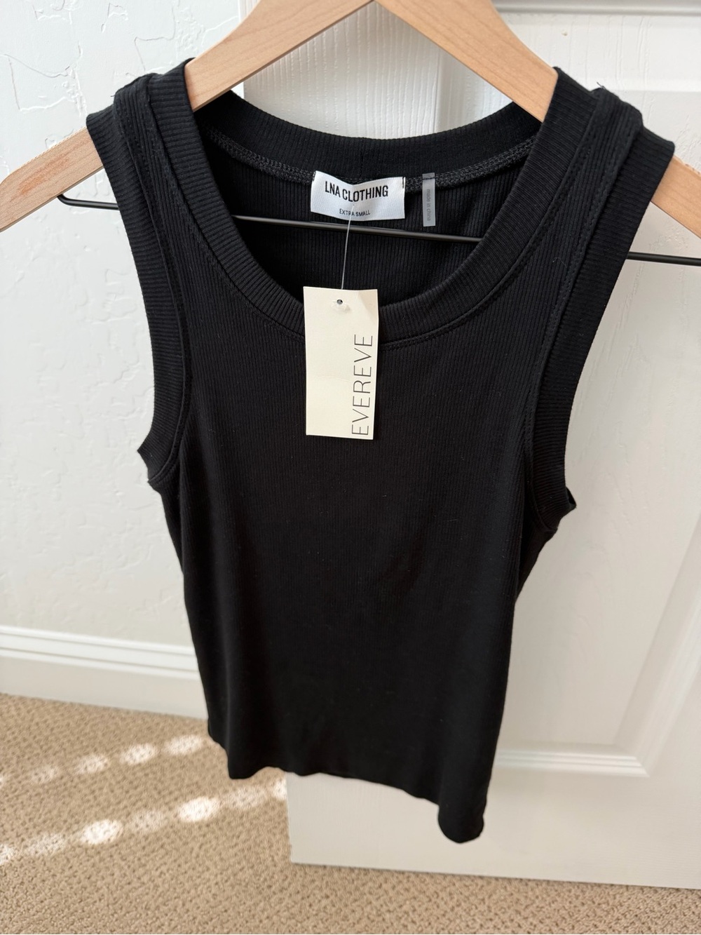 LNA Evereve Jones Tank Women's Black Ribbed Tank Top X-Small